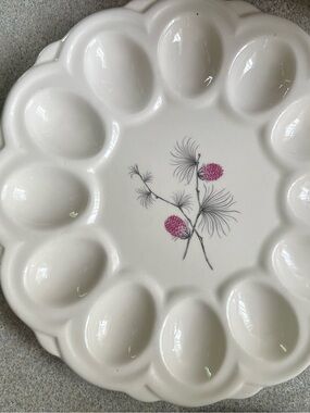 Vintage Mid Century Canonsburg China Wild Clover Deviled Egg Serving Dish